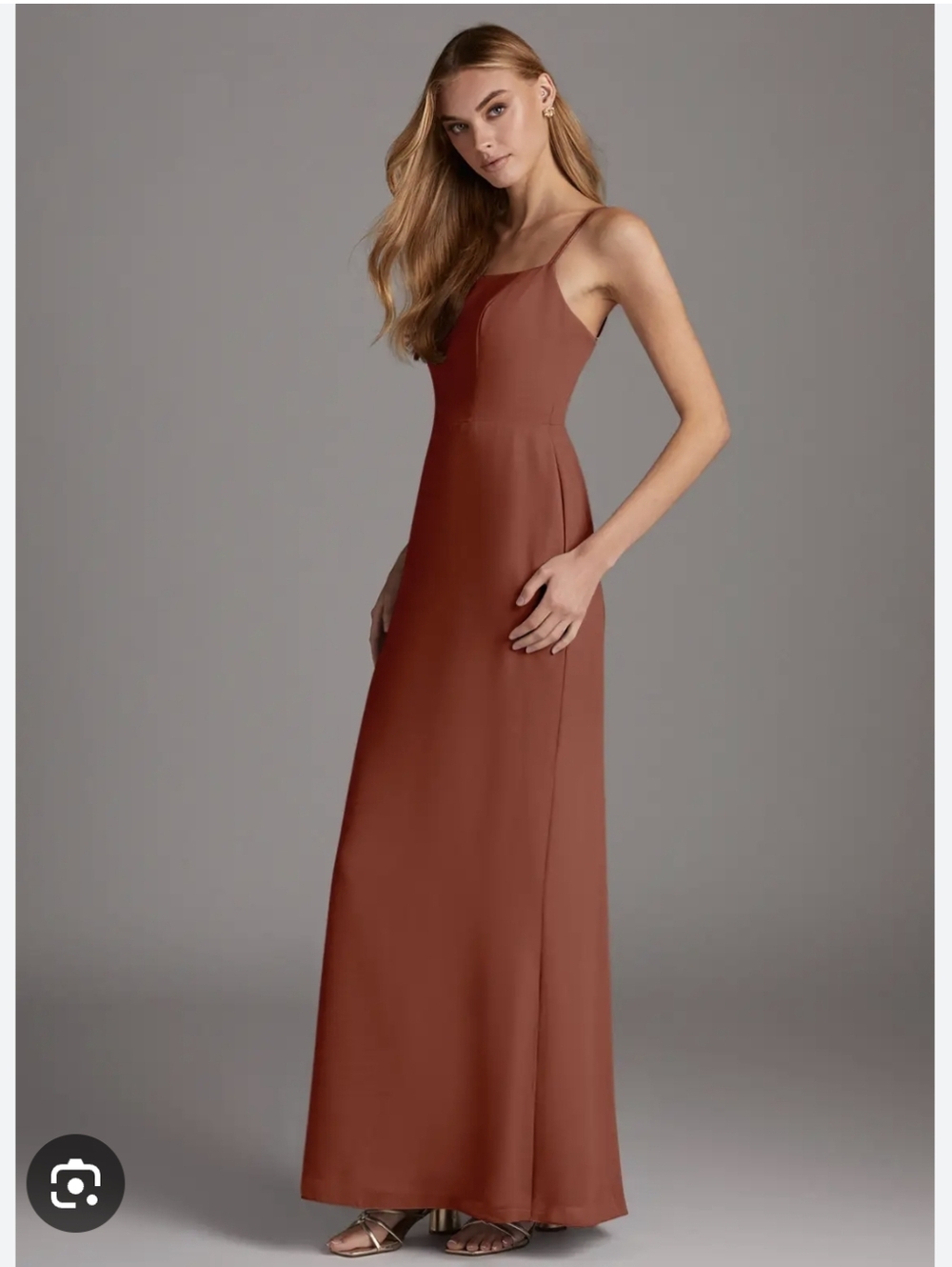 NWT Azazie Tayla Paprika Rust Chiffon Maxi Bridesmaid Dress Size 6